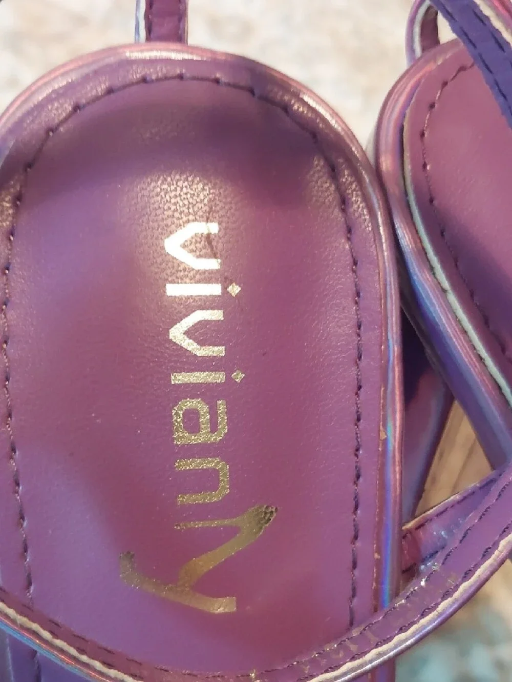 Purple Holographic Platform Heeled Sandals with Ankle Strap